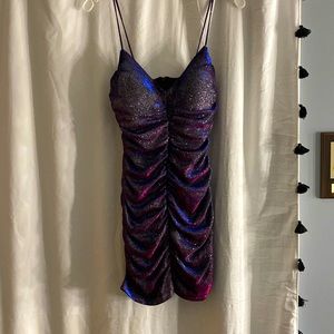 Purple holographic sparkly homecoming dress!